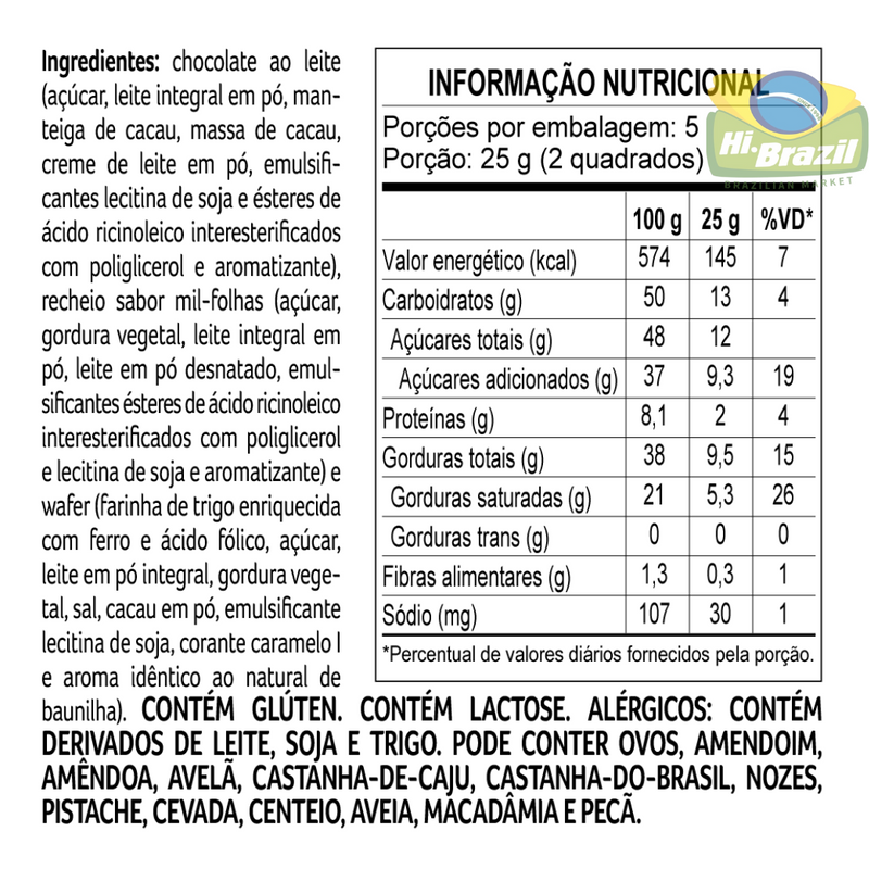 Cacau Show Tablete Dreams Mil Folhas Avela 130g