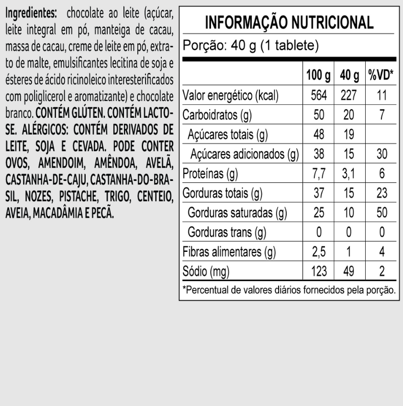 Cacau Show Decorated Milk Chocolate Tablet 40g