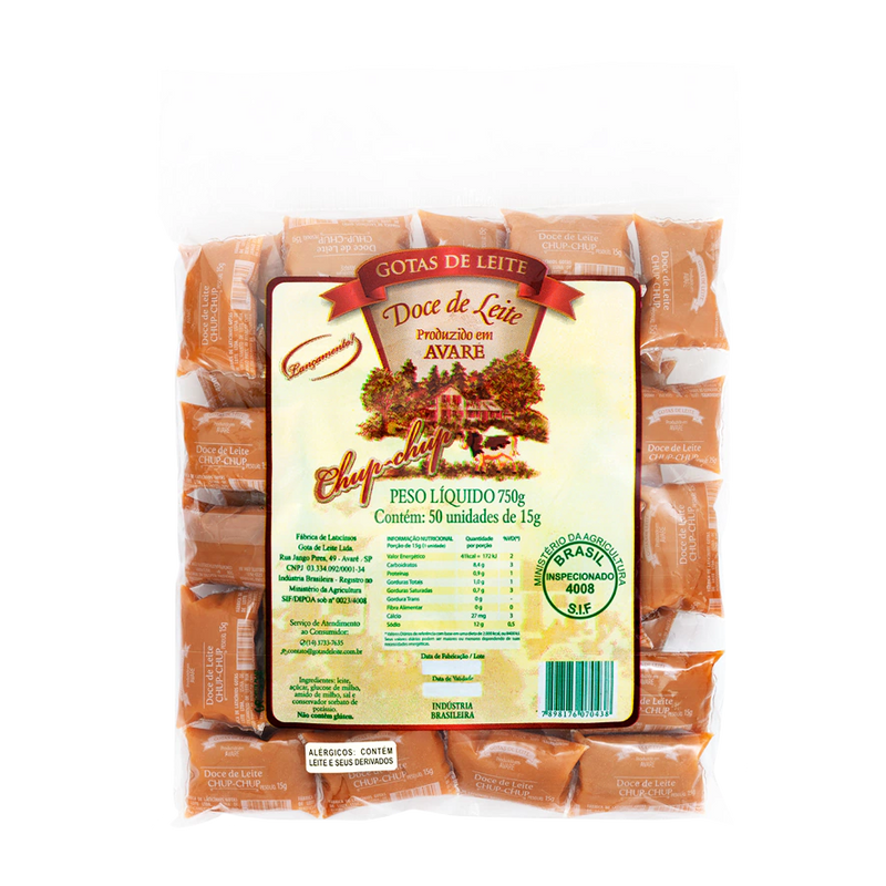 Avare Gotas de Leite Chup-Chup Doce de Leite Cremoso 750g