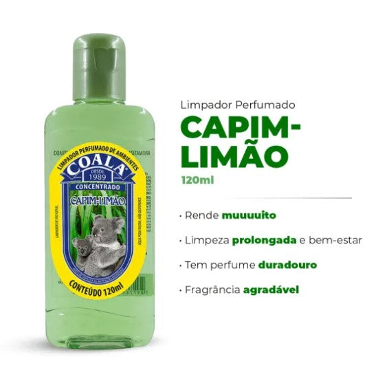 Coala Capim Limao Limpador Perfumado Concentrado 120ml - Concentrated Lemon Grass Scented Cleanser