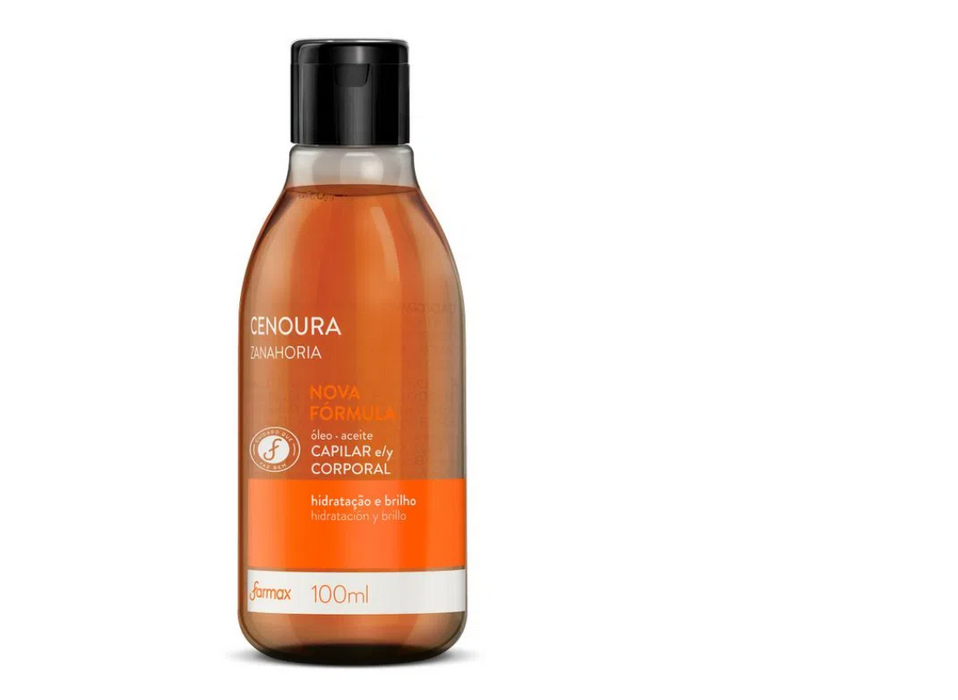 Farmax Oleo capilar e corporal Cenoura 100ml-  Carrot Hair and Body Oil 3.5oz