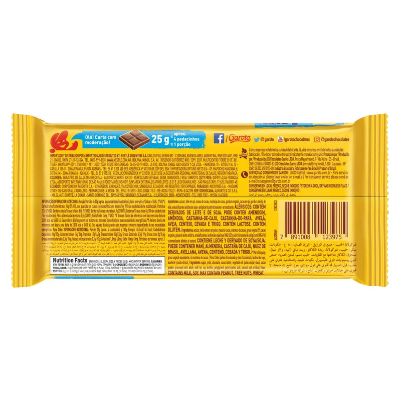 Garoto Barra de Chocolate ao Leite 80g