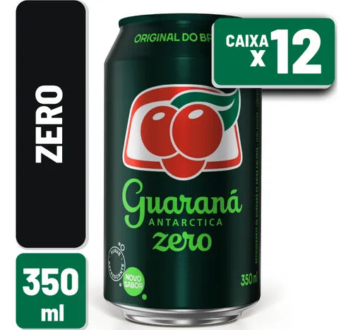 Antarctica Guarana Zero Lata 350ml (12 unidades)