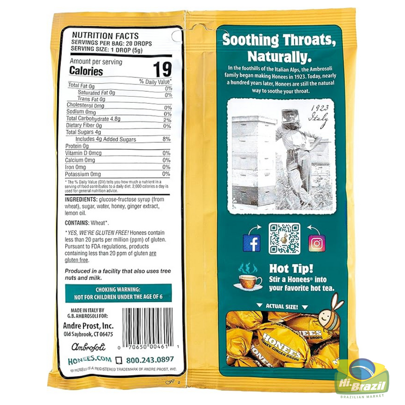 Honees Throat Candy with Honey and Ginger 100g