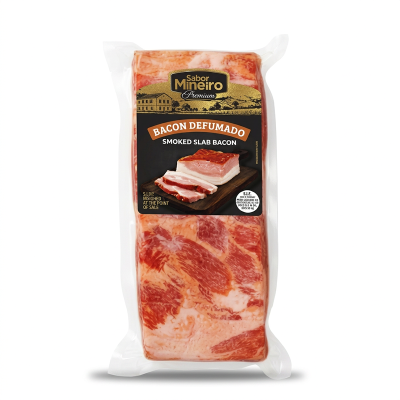 Bacon Defumado Sabor Mineiro em fundo branco
