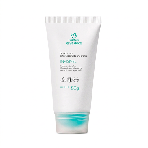 Natura Erva Doce Desodorante Antitranspirante em Creme Invisível 80g centralizado em fundo branco