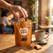 Brownie Bites Doce de Leite em cena ilustrativa com café