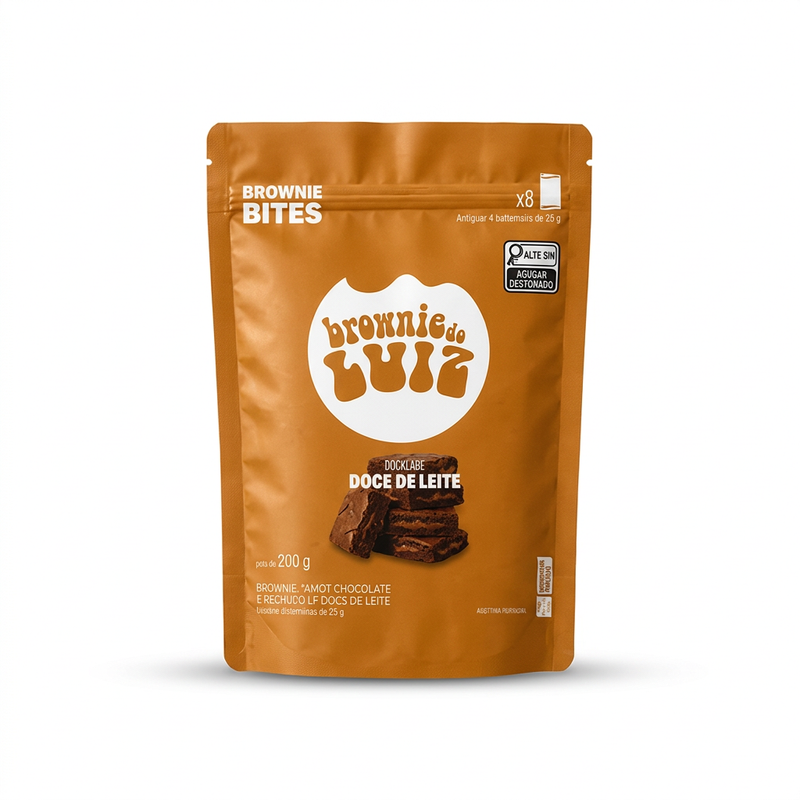Brownie do Luiz Brownie Bites Doce de Leite em fundo branco