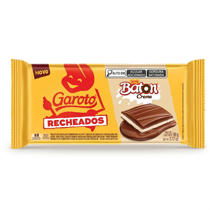 Garoto Recheados Baton Creme em fundo branco
