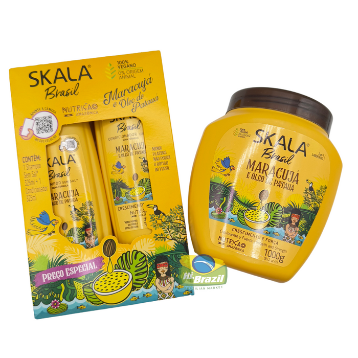 Skala Kit Maracuja e Oleo de Pataua Shampoo - Condicionador - Creme de Tratamento