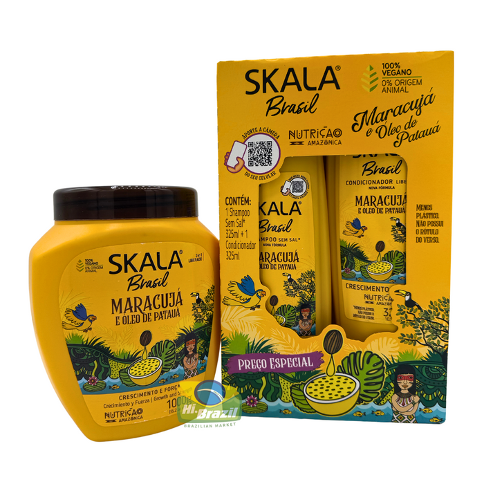 Skala Kit Maracuja e Oleo de Pataua Shampoo - Condicionador - Creme de Tratamento