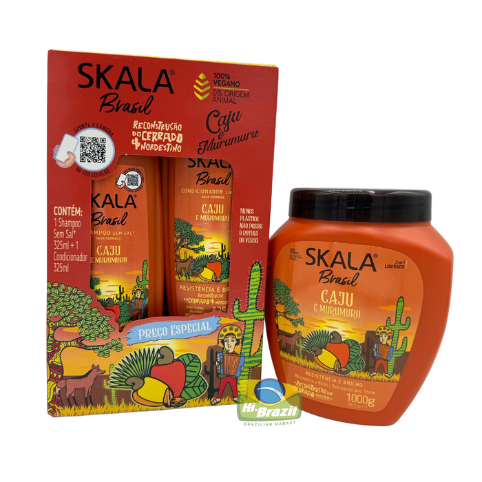 Skala Kit Caju e Murumuru - Shampoo - Condicionador - Creme de Tratamento