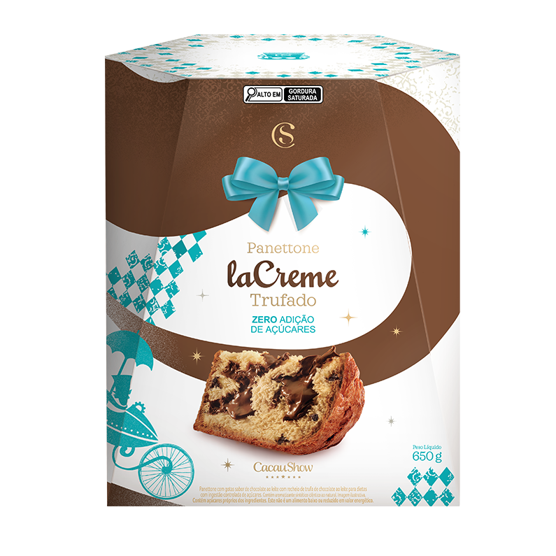 Cacau Show Panettone laCreme Zero Adicao de Acucar 650g