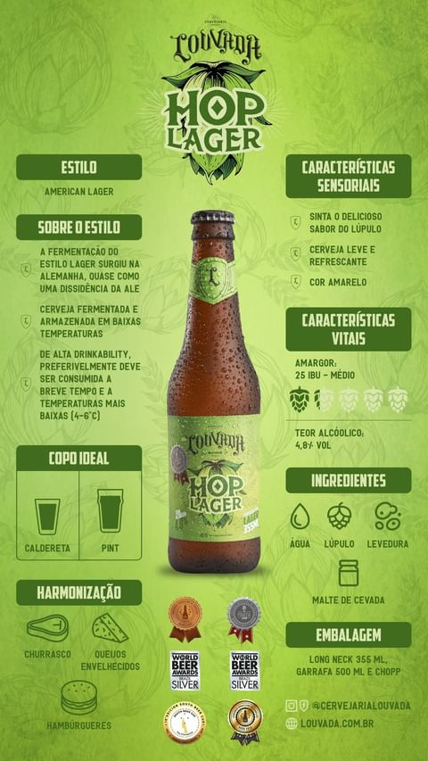 Louvada Cerveja Hop Lager Puro Malte 355ml