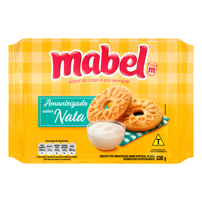 Mabel Biscoito Amanteigado sabor Nata 330g