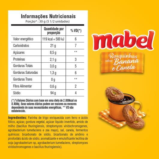 Mabel Rosquinhas sabor Banana e Canela 350g