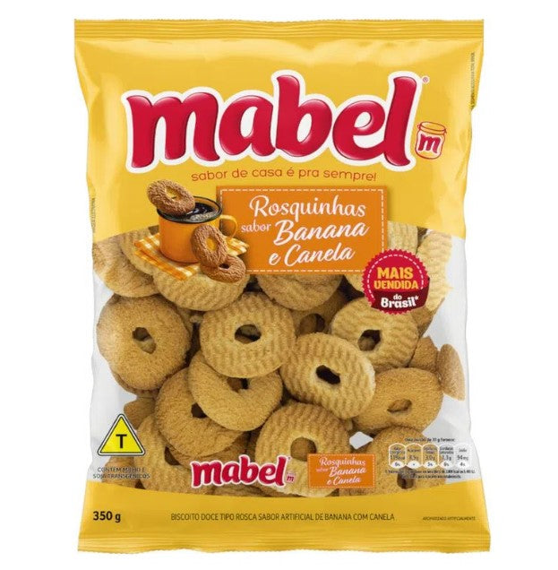 Mabel Rosquinhas sabor Banana e Canela 350g - Banana and Cinnamon flavored cookies