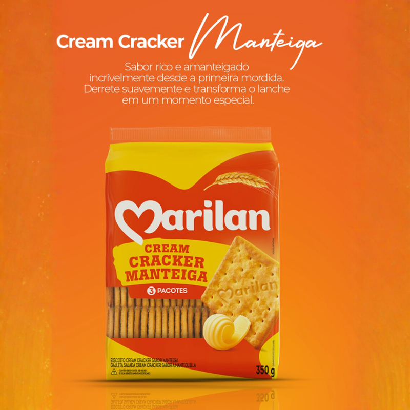 Marilan Biscoito Salgado Cream cracker Manteiga 350g