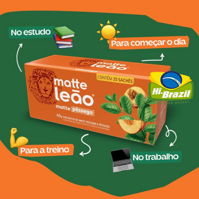 Matte Leao Cha Matte e Pessego Caixa 40g com 25 saquinhos