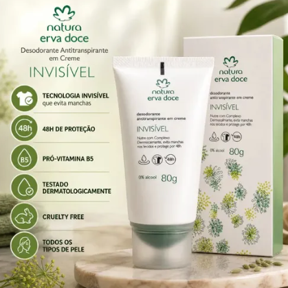 Natura Erva Doce Invisible Cream Antiperspirant Deodorant 80g