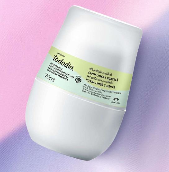 Natura TodoDia Antiperspirant Roll-on Deodorant Lemongrass and Mint 70ml 