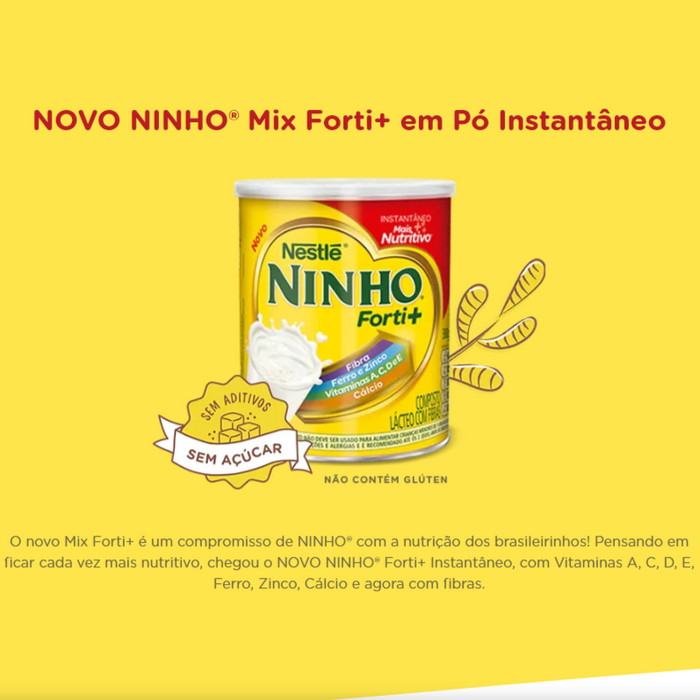 Nestle Ninho Fort+ Composto Lacteo com Fribras Instantaneo 380g