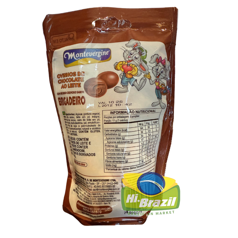 Montevergine Ovinhos de Chocolate Recheados Sabor Brigadeiro 85g