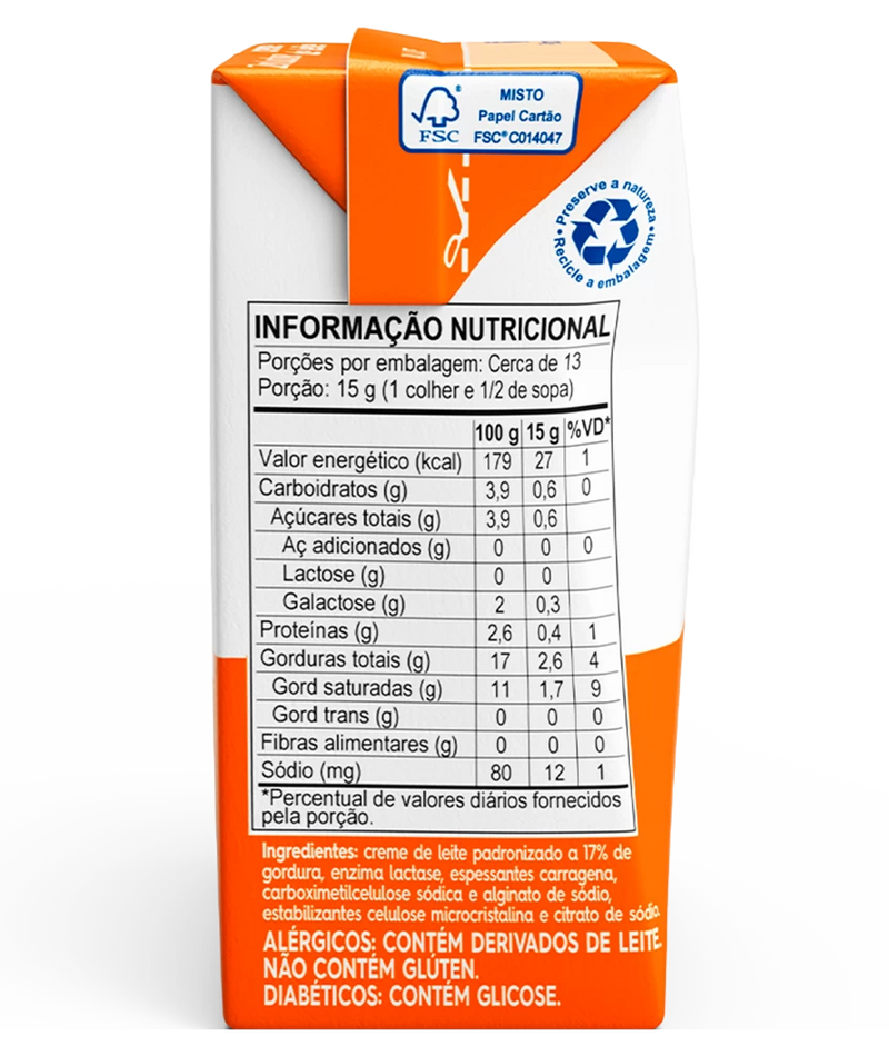 Piracanjuba Creme de Leite Zero Lactose 200g