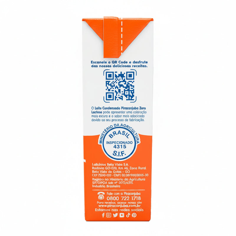 Piracanjuba Leite Condensado Zero Lactose 395g