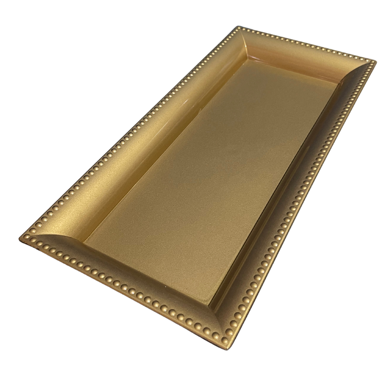 Embalagem Natal Prato Dourado Retangular com Celofane e Laco