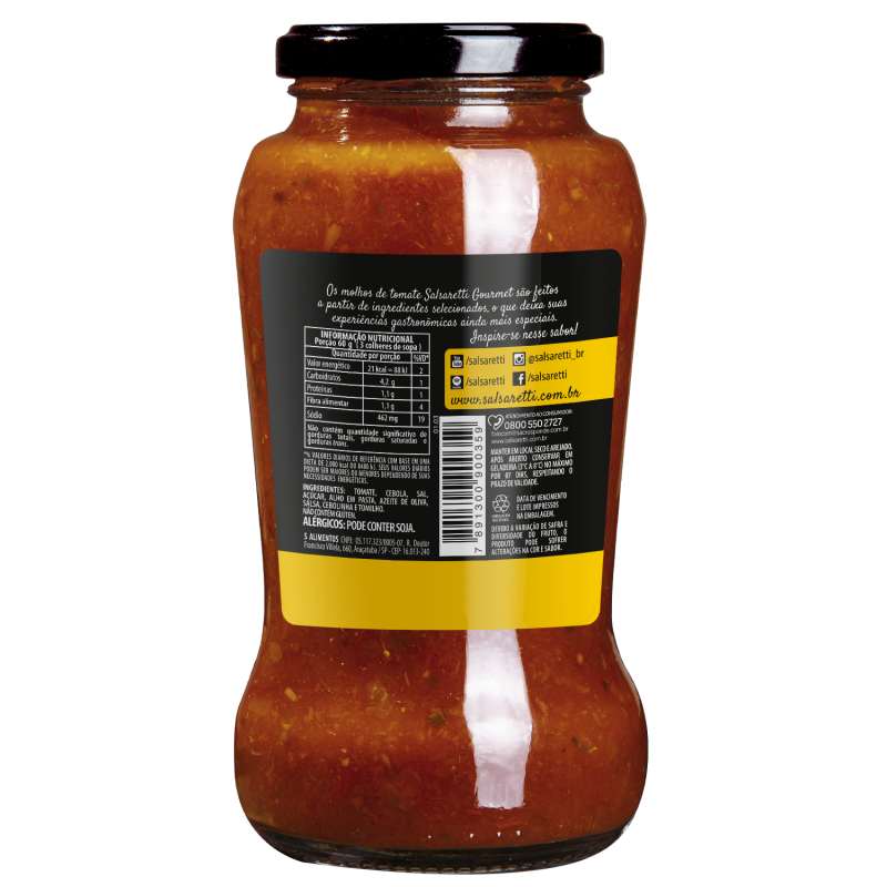 Salsaretti Molho Tomate Pronto Gourmet Classico 500g