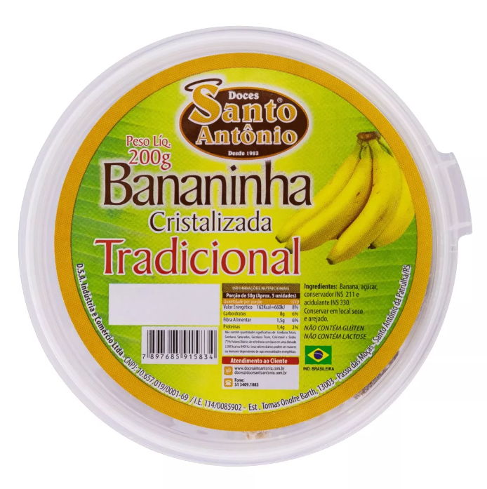 Santo Antonio Bananinha Cristalizada Tradicional 200g - Creamy Banana Candy