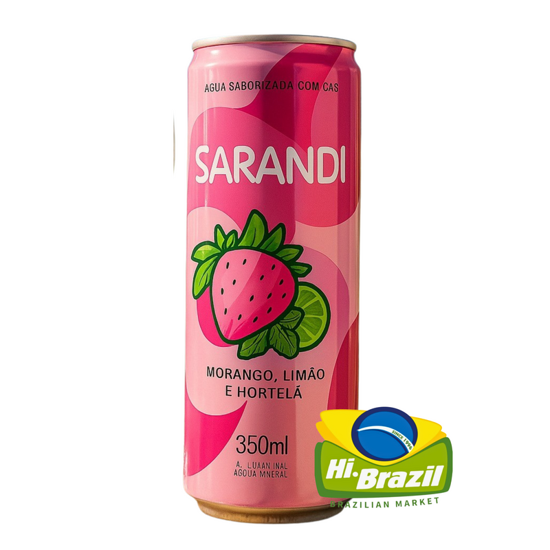 Sarandi Agua Com Gas Sabor Morango Limao e Hortela 350ml