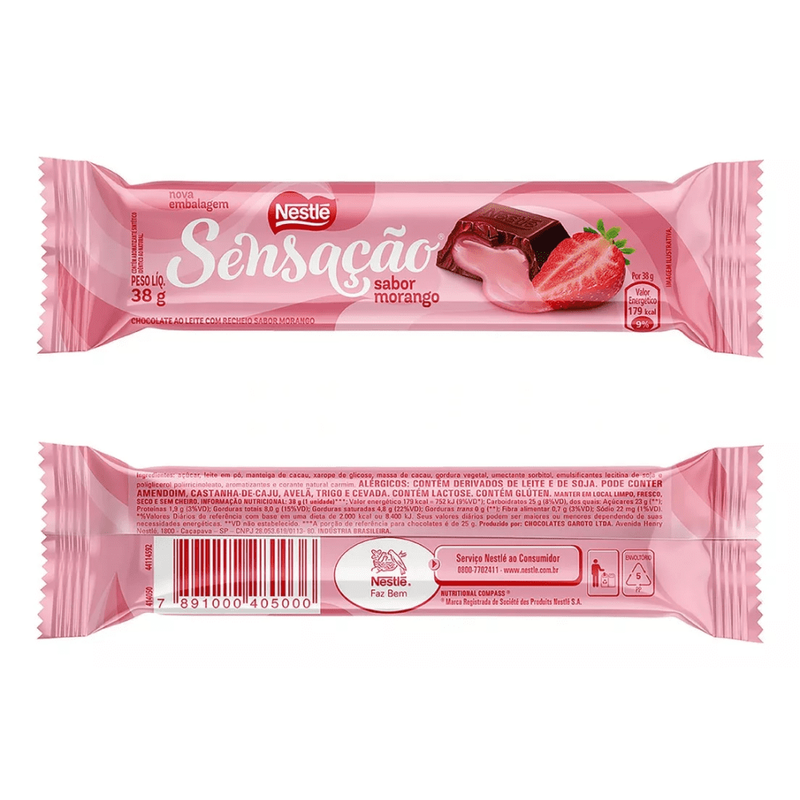 Nestle Sensation Strawberry Unit 38g or Box -Nestle Sensacao Morango Unidade 38g ou Caixa