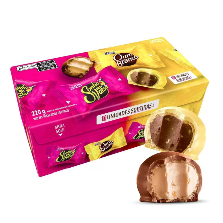 Lacta Caixa Bombom Sonho de Valsa e Ouro Branco 220g