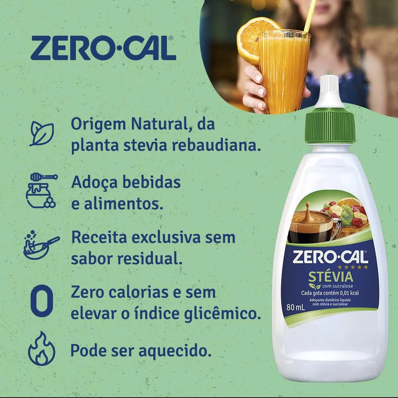 Zero Cal Adocante Stevia Liquido 80ml