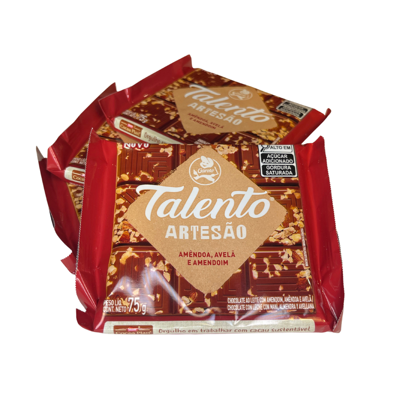 Garoto Talento Artesao Chocolate ao Leite com Amendoa Avela e Amendoim