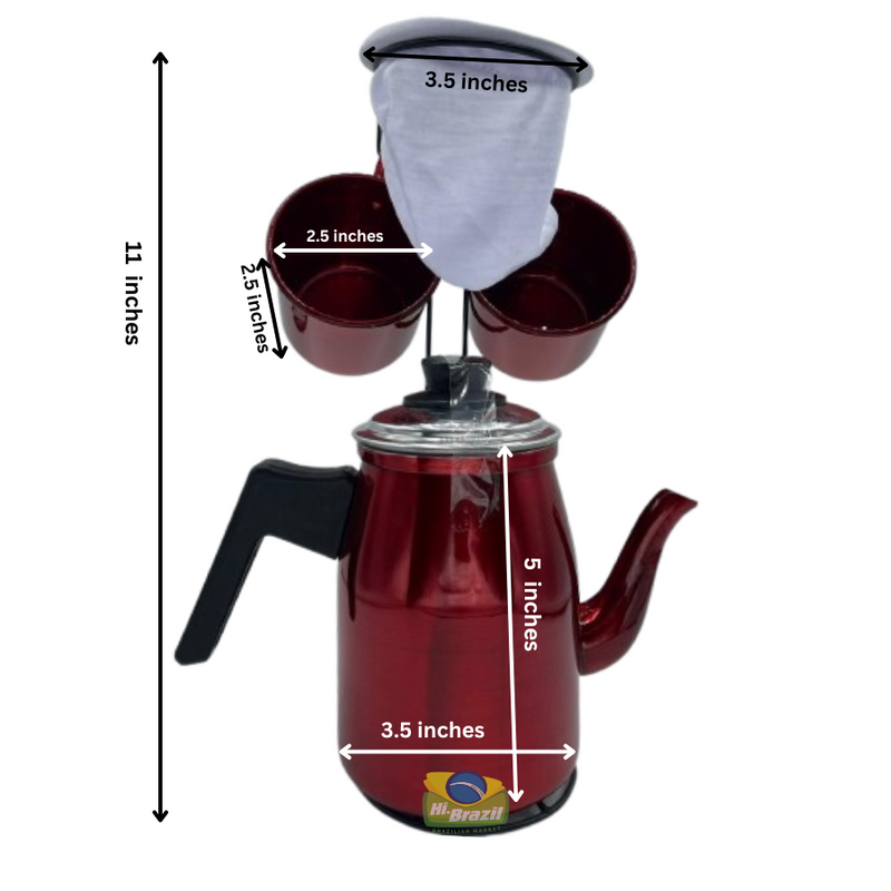 Teteu Coffee Filter with Teapot + 2 Small Mugs