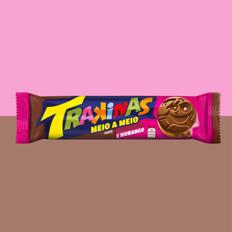 Trakinas Biscoito Recheado Morango e Chocolate 126g