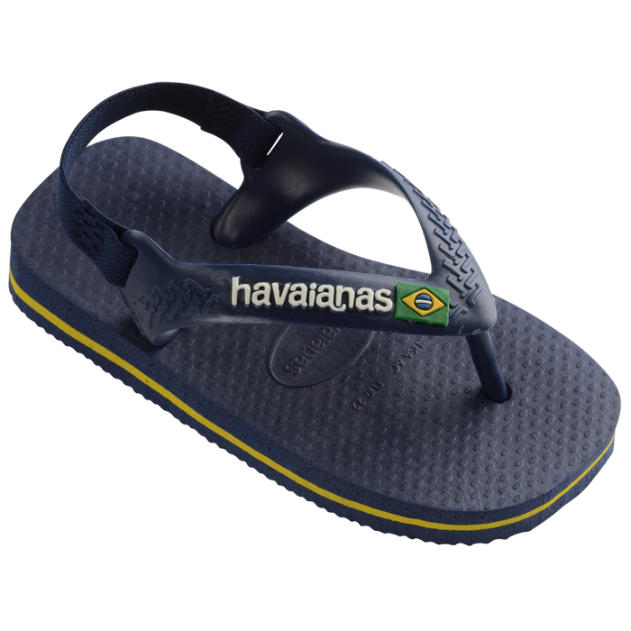 Havaianas Baby Brazil Logo Flip Flops Marine Blue/ Citrus Yellow