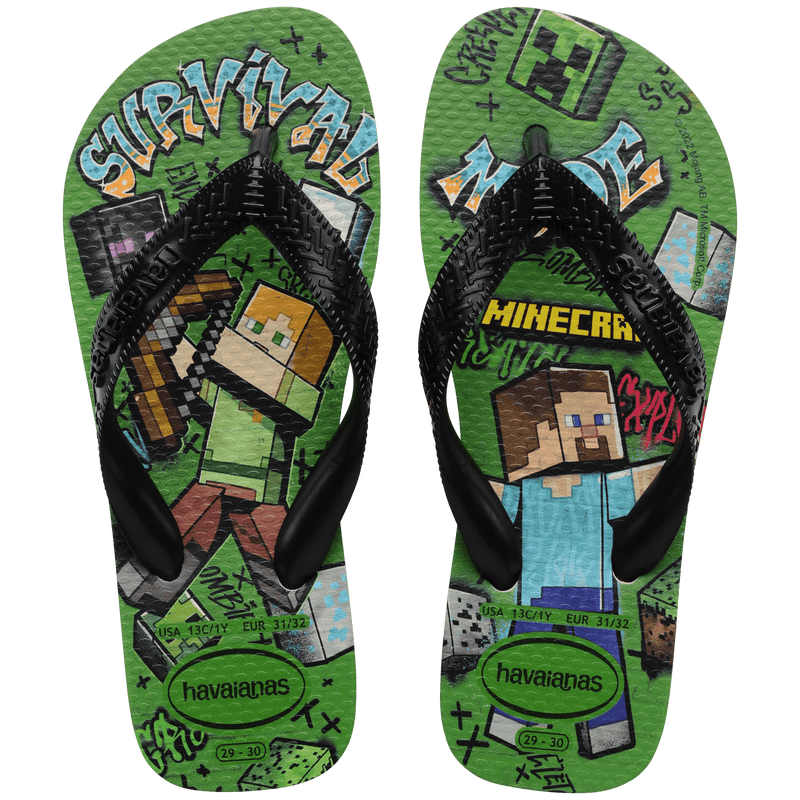 Havaianas Chinelo Kids Minecraft Green Minecraft