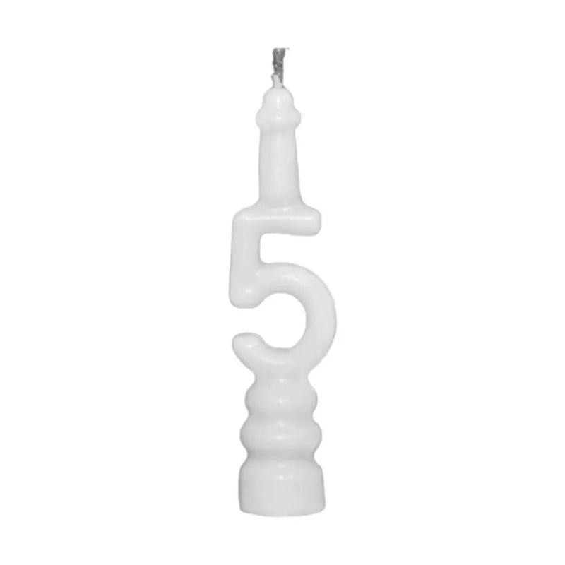 Gold Plus White Birthday Candle Number 5