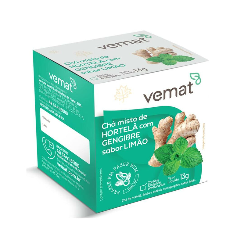 Vemat Cha Misto de Hortela com Gengibre Sabor Limao 13g