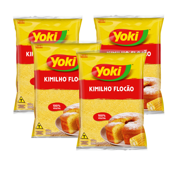 4 unidades Yoki Kimilho Flocao Farinha de Milho Flocada 500g
