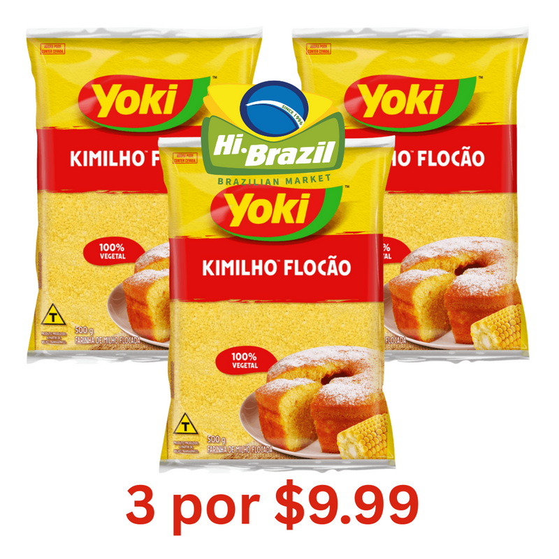 3 unidades Yoki Kimilho Flocao Farinha de Milho Flocada 500g