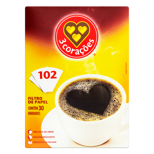 3 Coracoes Paper Filter for Coffee size 102 - Filtro de Papel para Cafe tamanho 102 - Hi Brazil Market