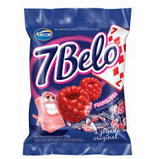 Arcor 7 Belo Bala Mastigavel sabor Framboesa - Chew Candy Raspberry Flavored - Hi Brazil Market