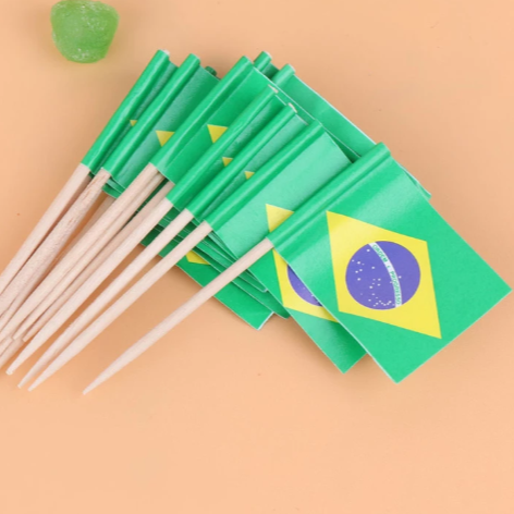 Brasil Bandeira Pequena para Decoracao - Brazil Flag Cupcake Toothpick Toppers - Hi Brazil Market