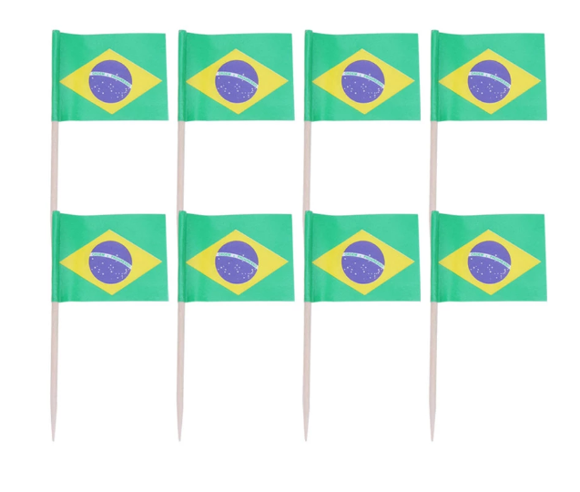 Brasil Bandeira Pequena para Decoracao - Brazil Flag Cupcake Toothpick Toppers - Hi Brazil Market