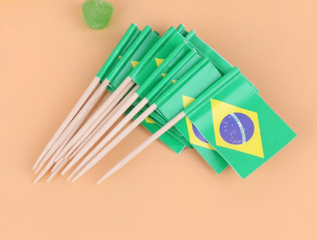 Brasil Bandeira Pequena para Decoracao - Brazil Flag Cupcake Toothpick Toppers - Hi Brazil Market